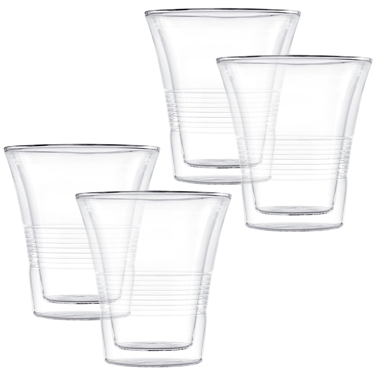 4er-Set edle Doppelwandgläser mit Riffelung, 330 ml