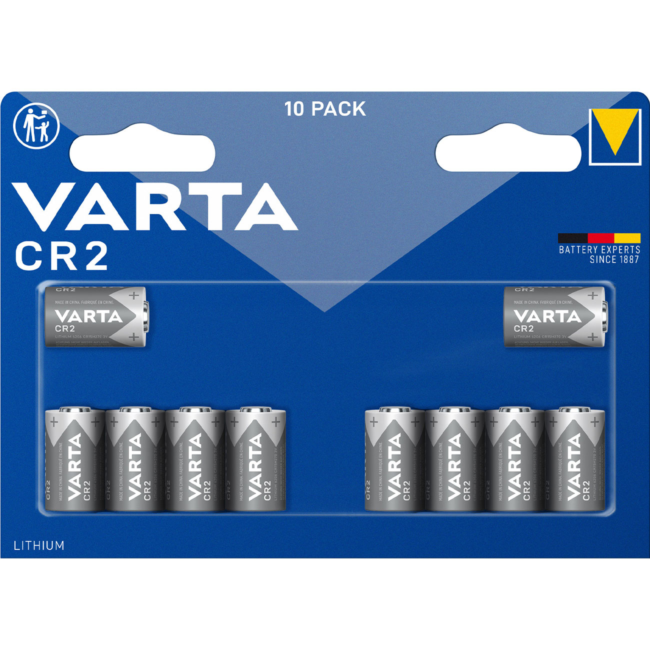 10er-Set Photo Lithium-Batterie, CR2, 880 mAh, 3 Volt