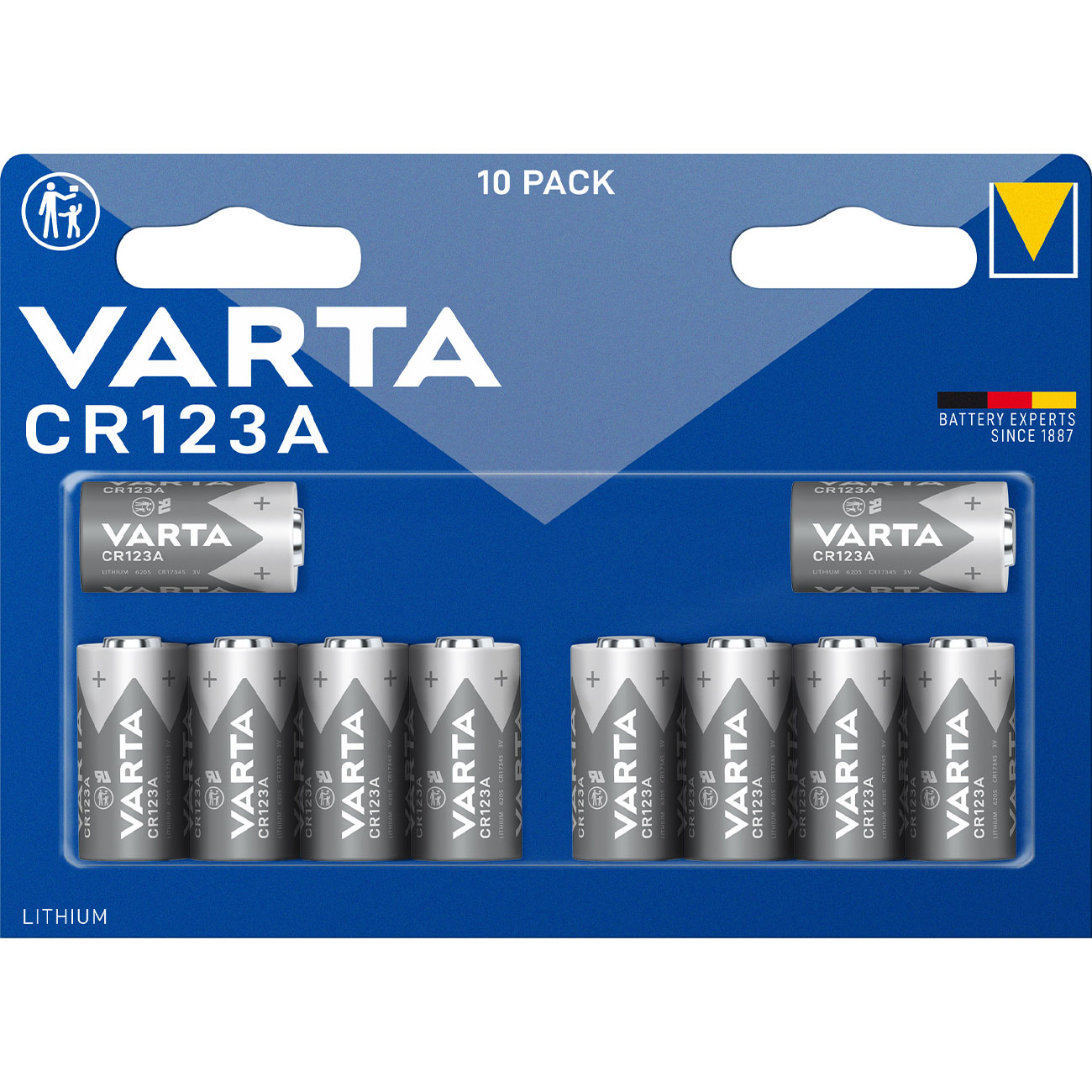 10er-Set Photo Lithium-Batterie, CR123A, 1.430 mAh, 3 Volt