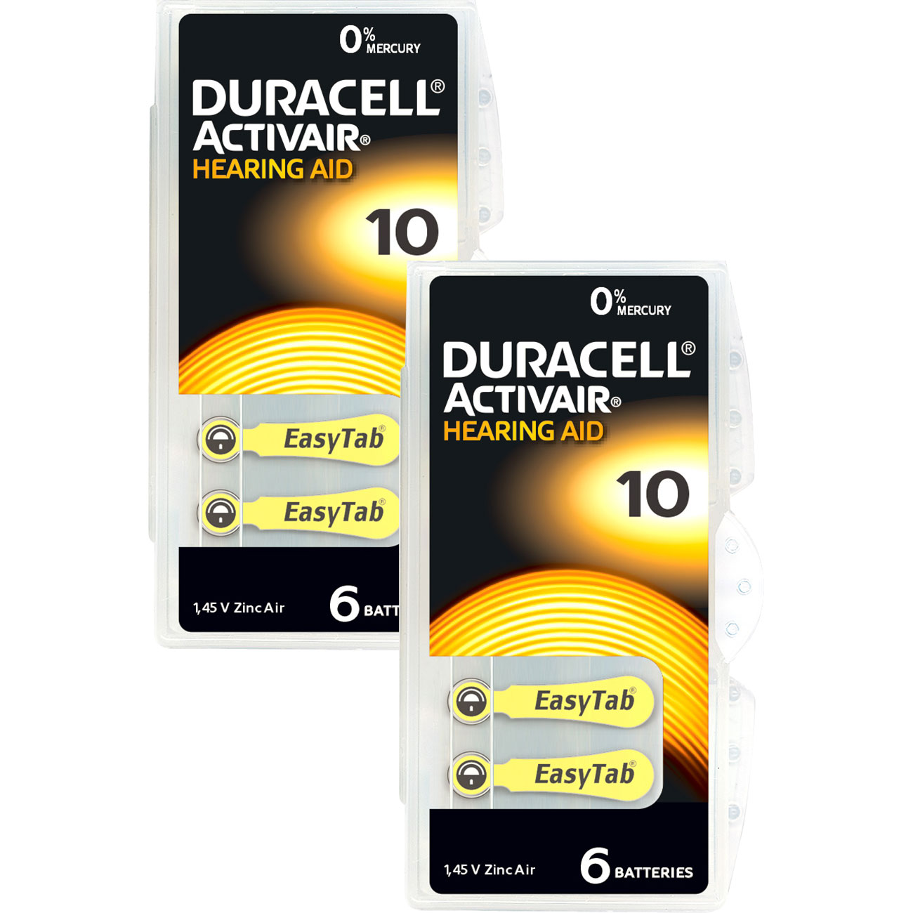 Hörgeräte-Batterien ZA 10 1.45 V, 90 mAh, 2x 6er-Sparpack