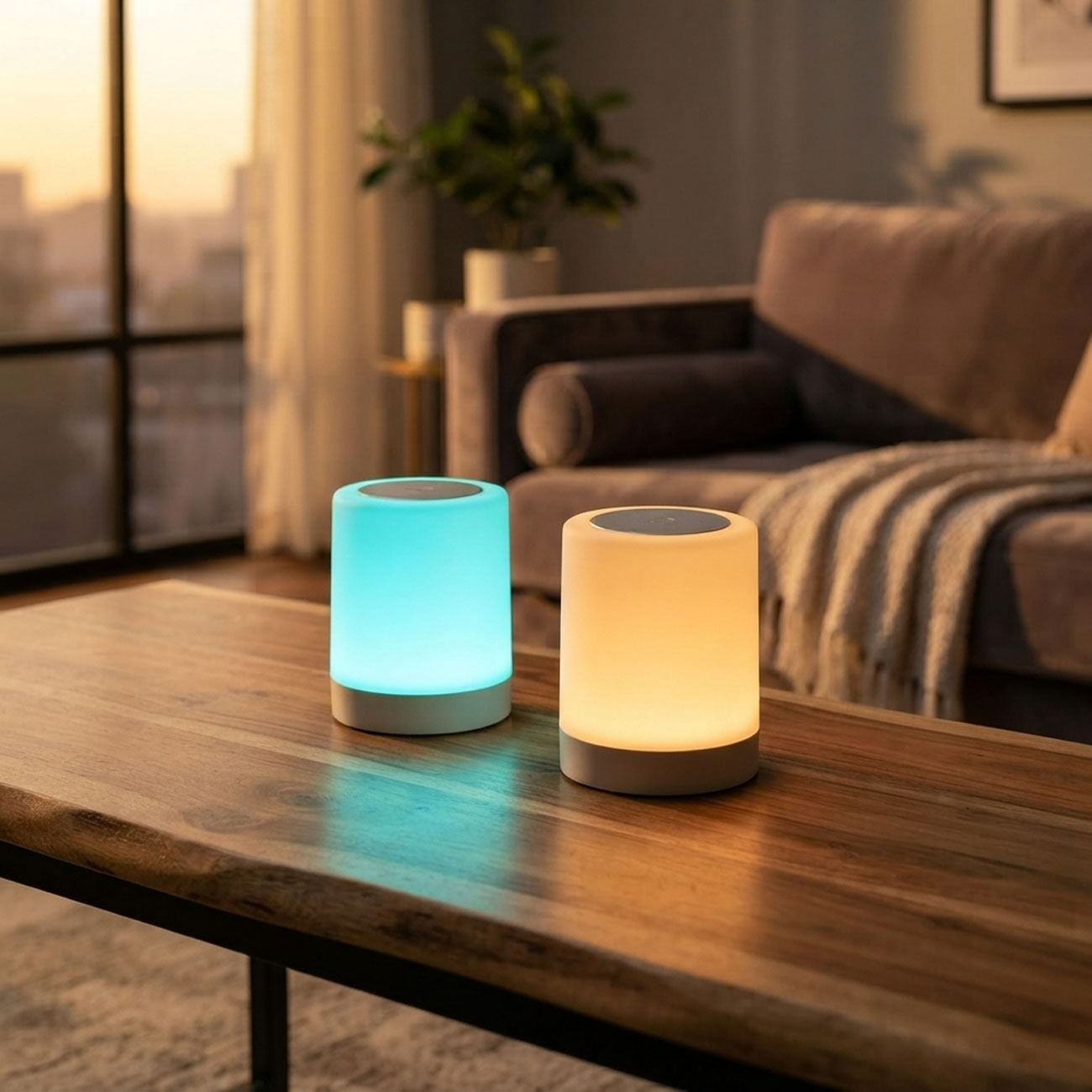 2er-Set Akku Tischlampe mit Touch Funktion, 6 verschiedene Lichtfarben, dimmbar