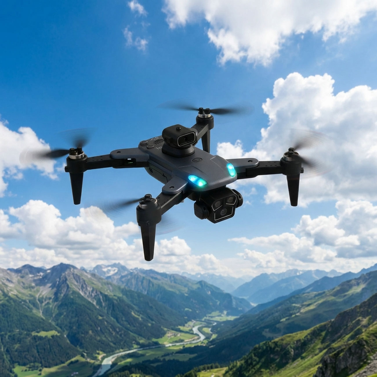 GPS Drohne mit 4K-UHD-Kamera, 360°-Richtungskontrolle, faltbar, WLAN, App