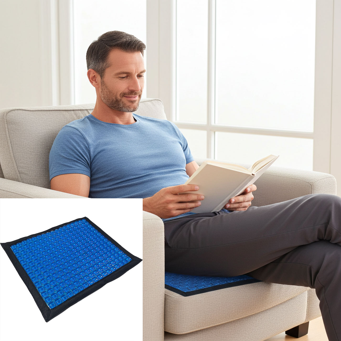 Gel-Sitzkissen ergonomisch, kühles Wabenkissen, 37 x 32,5 cm