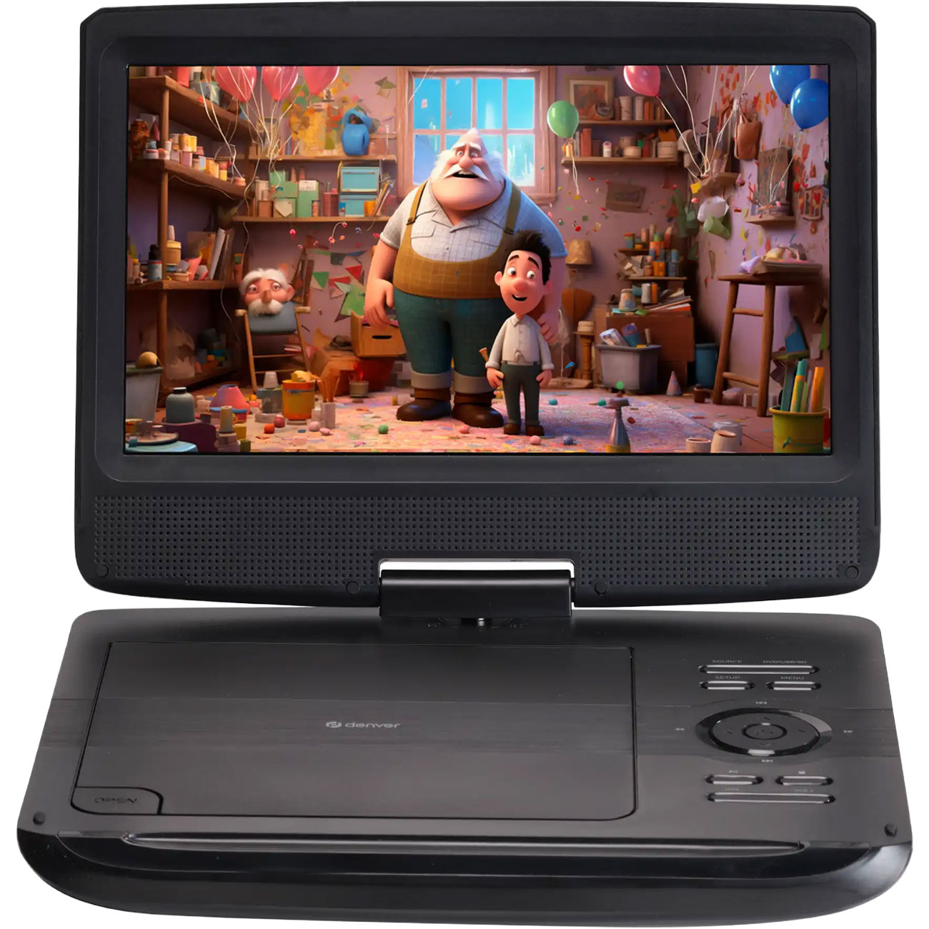 Tragbarer 10 Zoll DVD Player mit Akku, schwarz