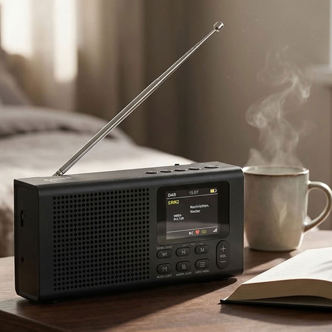 DAB+ Radio tragbar mit Bluetooth und Weckfunktion, schwarz