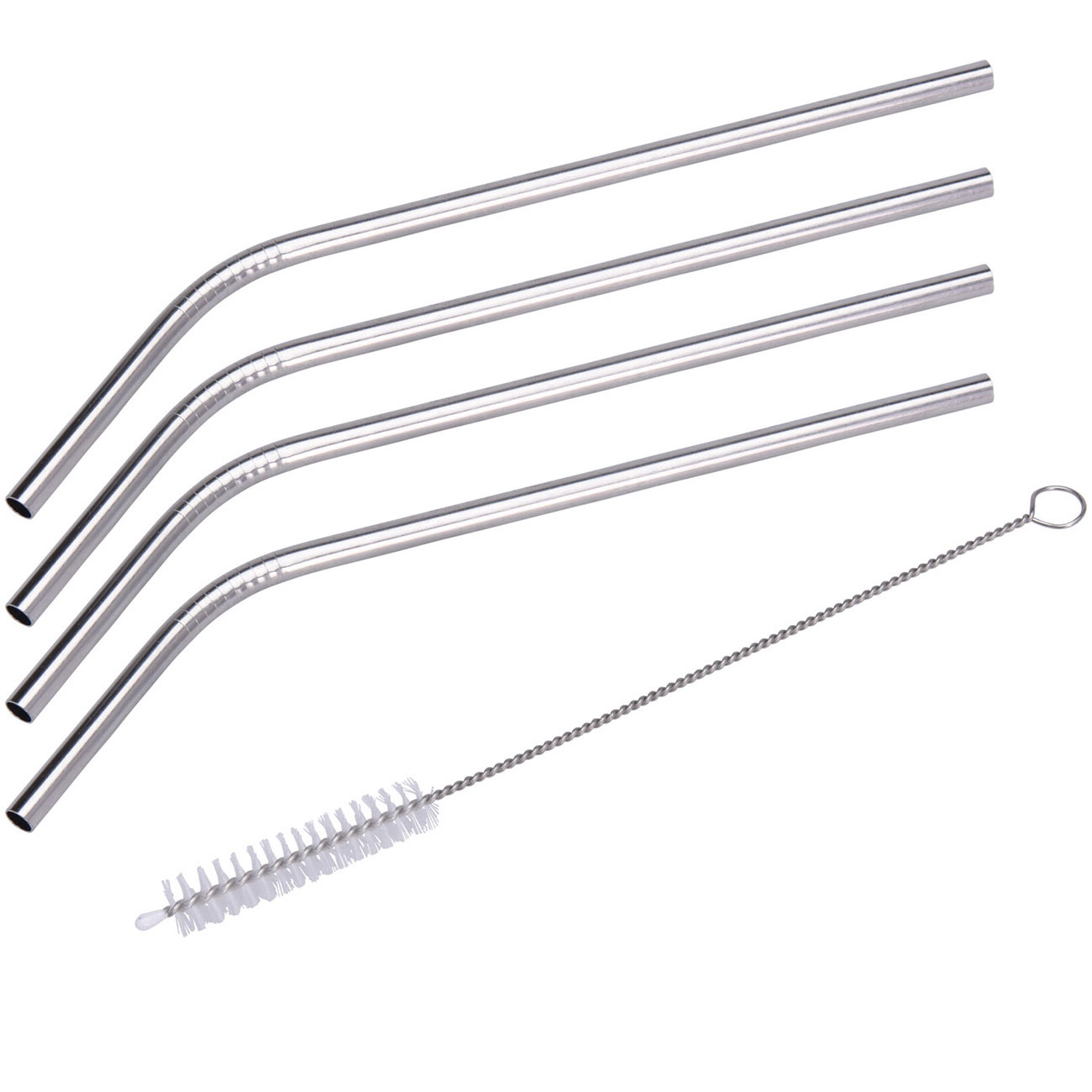 Edelstahl-Trinkhalme mit Reinigungsbürste, 4er Set, 21,5 cm