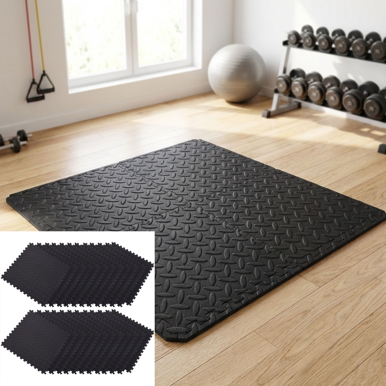 24er-Set Fitnessmatten, Schaumstoff, Bodenmatten, 40 x 40 cm