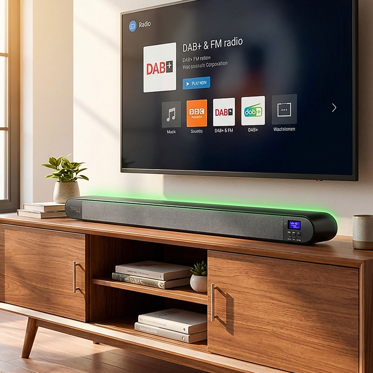 Soundbar mit DAB+ & FM-Radio, Bluetooth, opt. Eingang, HDMI ARC, USB und AUX