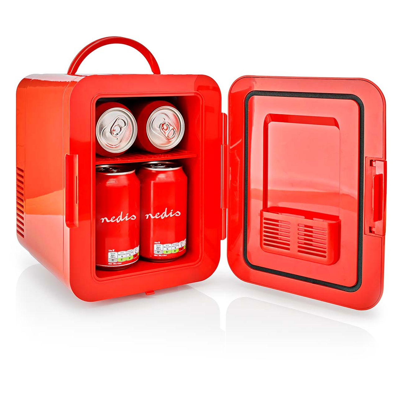 Mobiler Mini-Kühlschrank, tragbarer kleiner Kühlschrank, 4 l, 12 V DC, rot