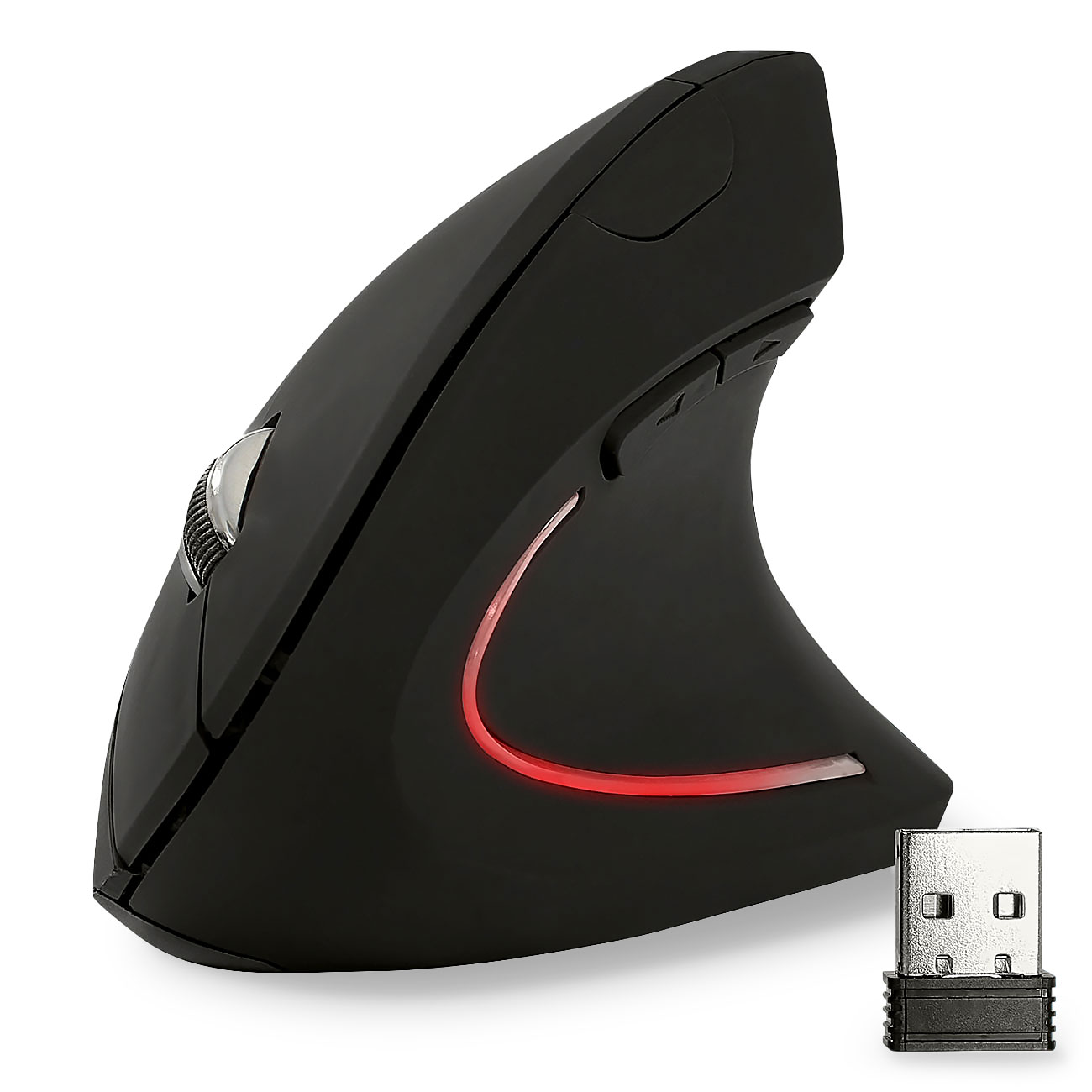 Ergonomische Vertikalmaus Ergonon, wireless 2,4 GHz, 1600 DPI, batteriebetrieben, 6 Tasten