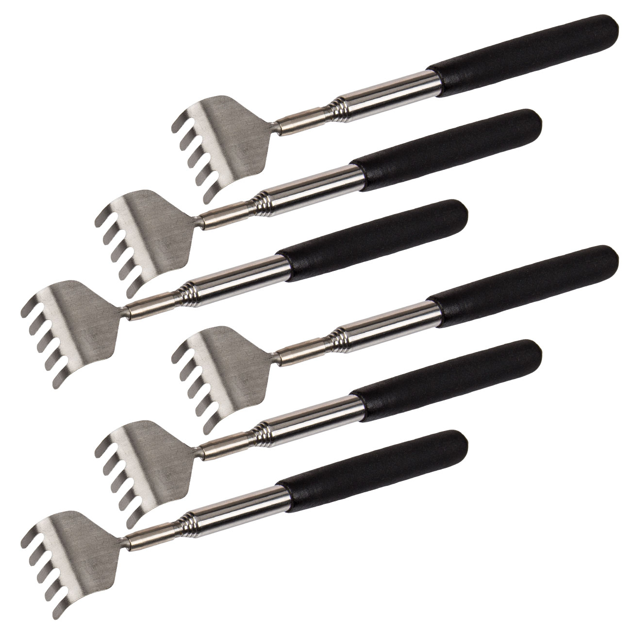 6er-Set Teleskop-Rückenkratzer mit gummiertem Griff, Kratzhilfe, 16 - 53 cm