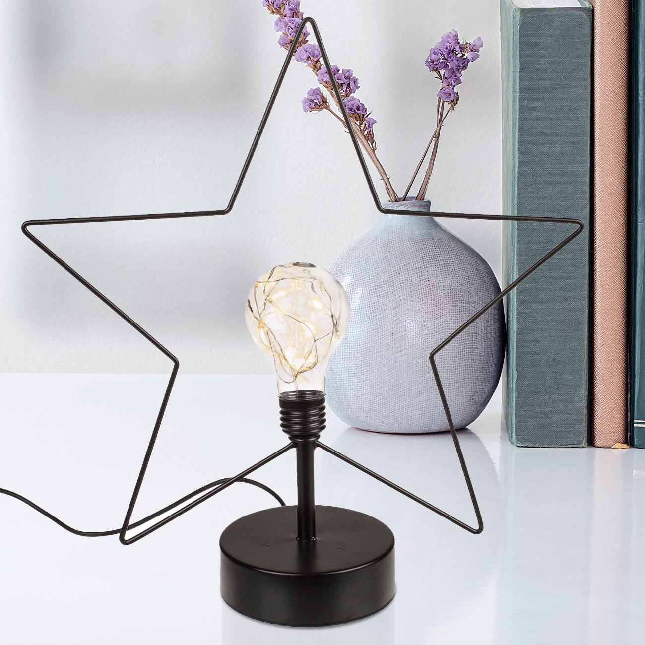 Tischleuchte Stern mit 8 LEDs und USB-Kabel