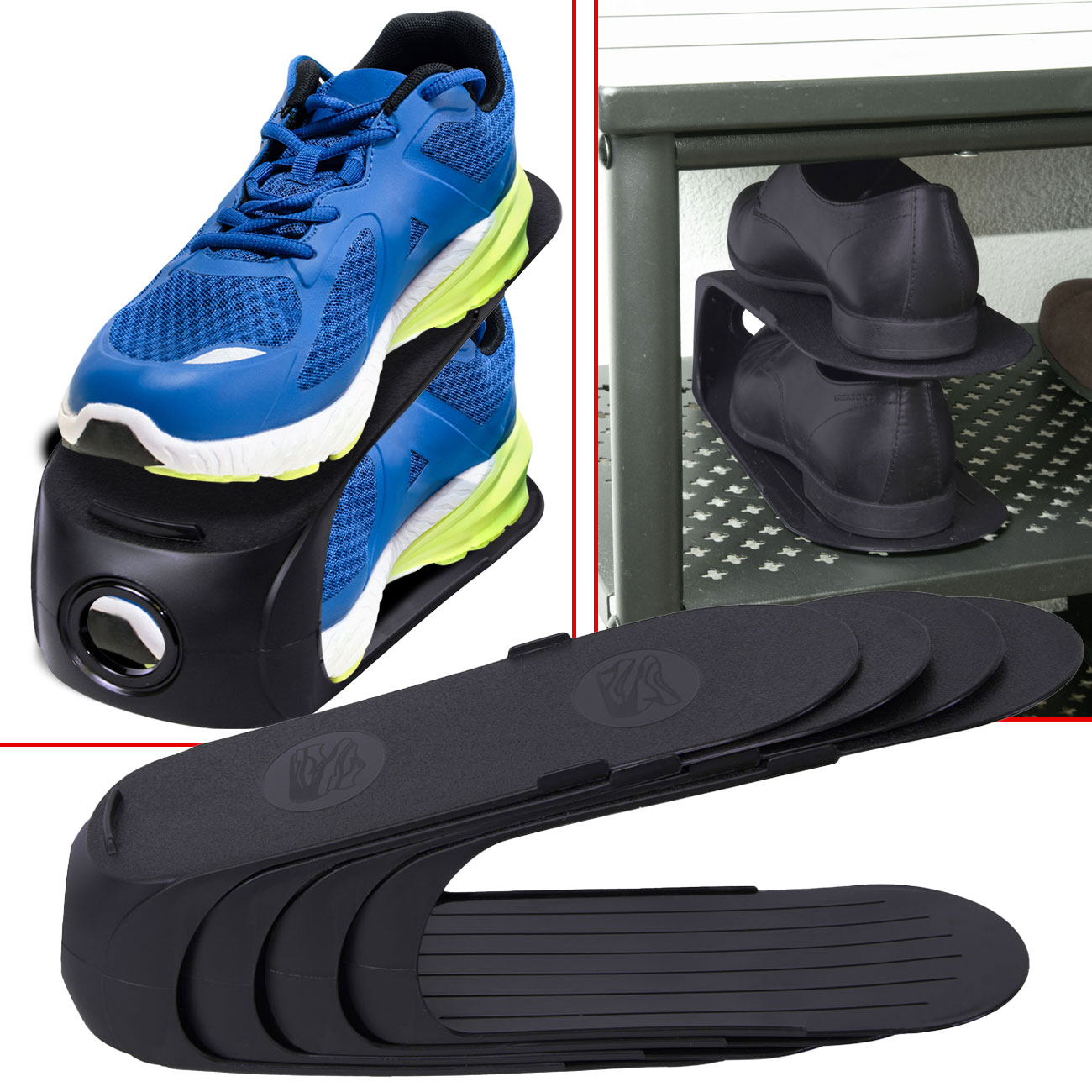 Schuh-Organizer, 4tlg.-Set, schwarz, Schuh-Ablage