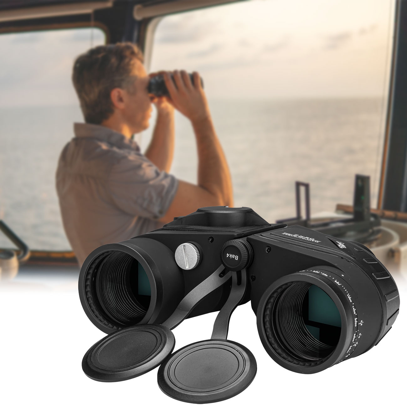 Marine-Fernglas mit Entfernungsmesser, 7 x 50