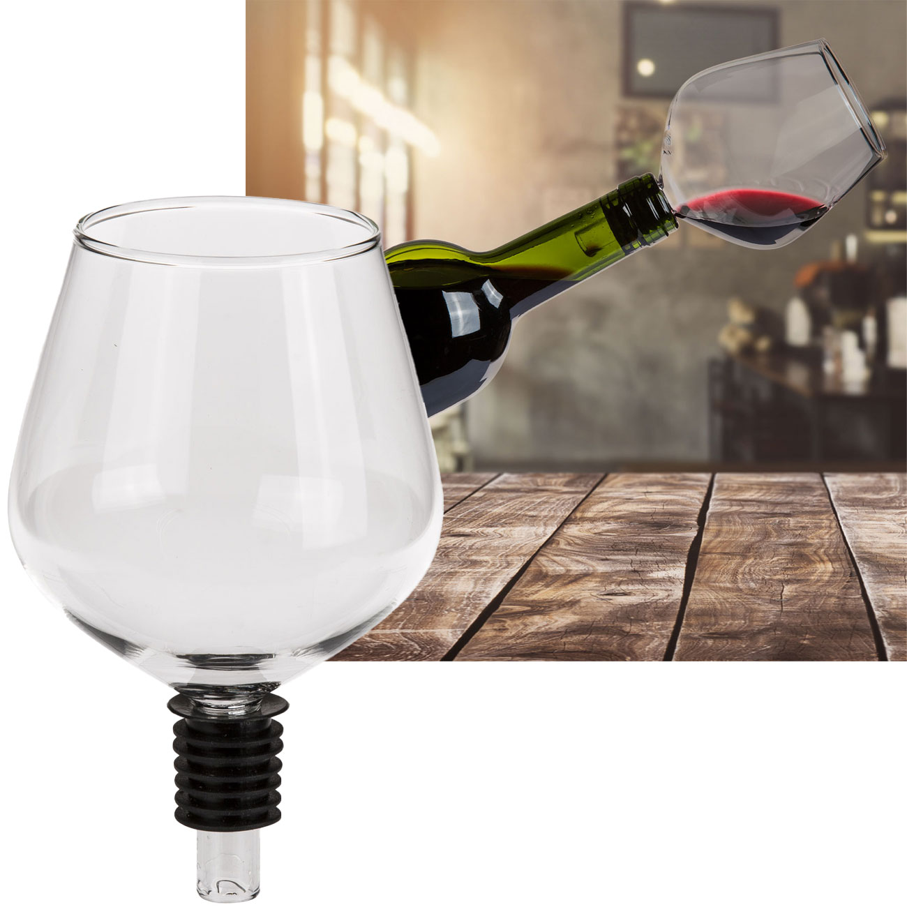 Weinglas- Flaschenaufsatz