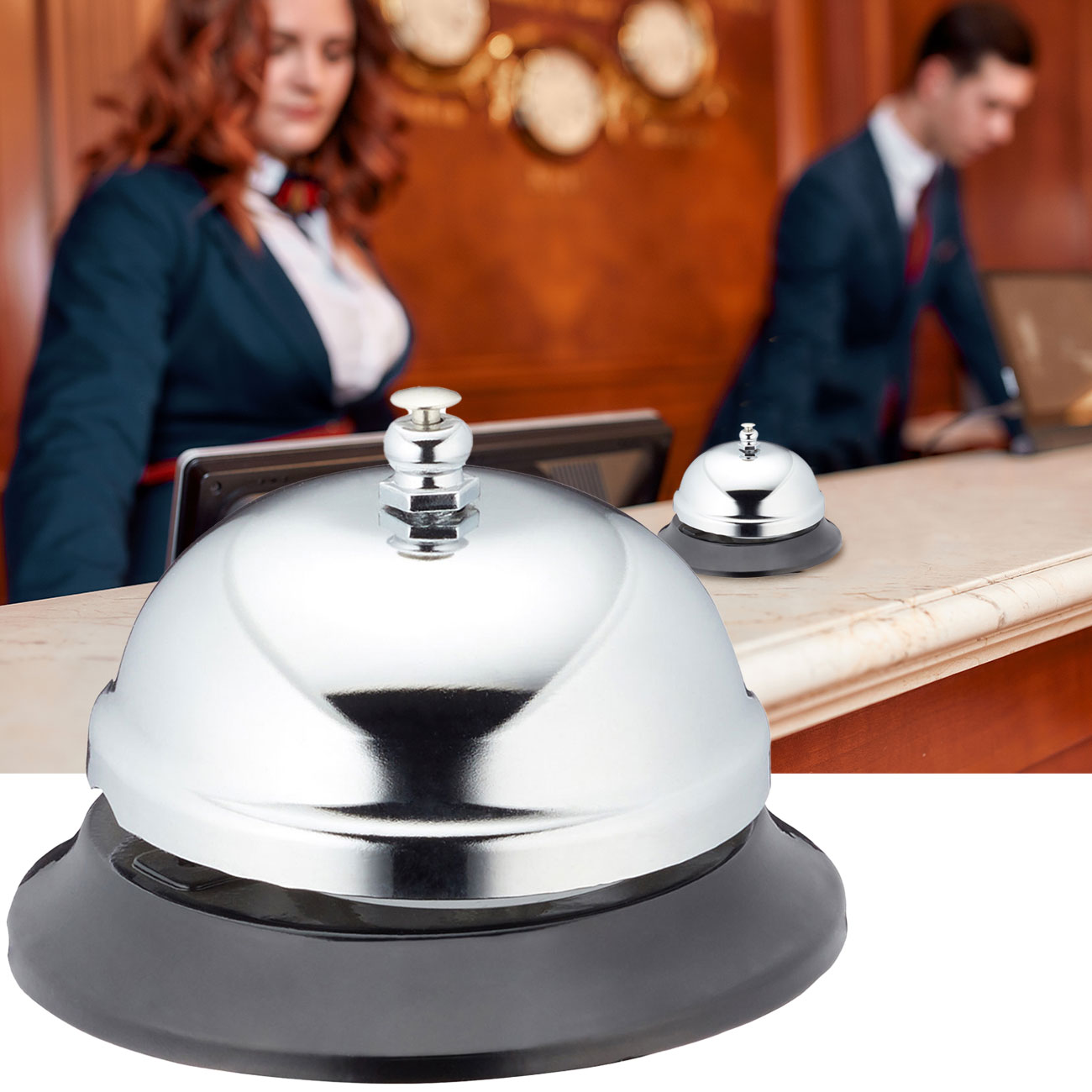 Tischklingel, Metall, Rezeptionsklingel, 8,5 x 6 cm