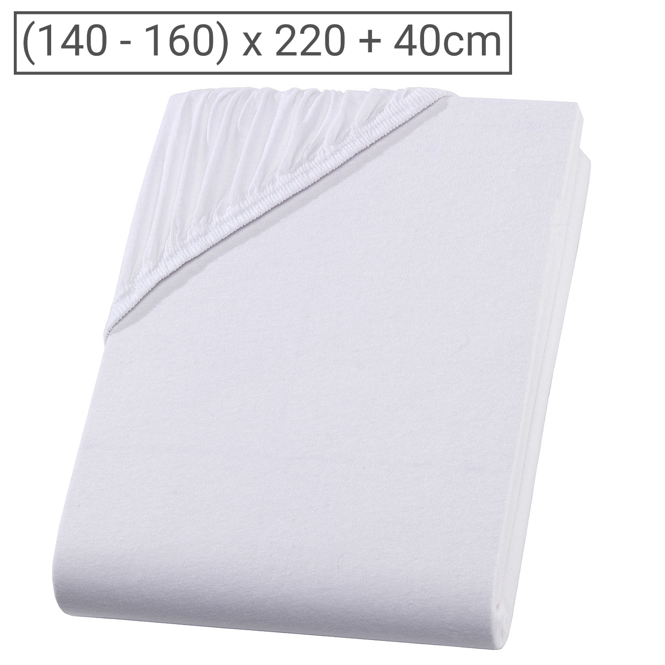 Wasserbett Premium Qualitäts-Jersey Fixleintuch, 100% Baumwolle, weiss, 160 x 220 cm