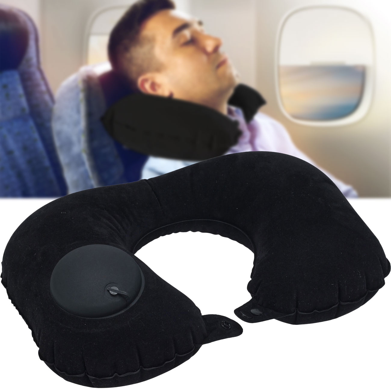 Nackenkissen, mit integr. Pumpe, schwarz
