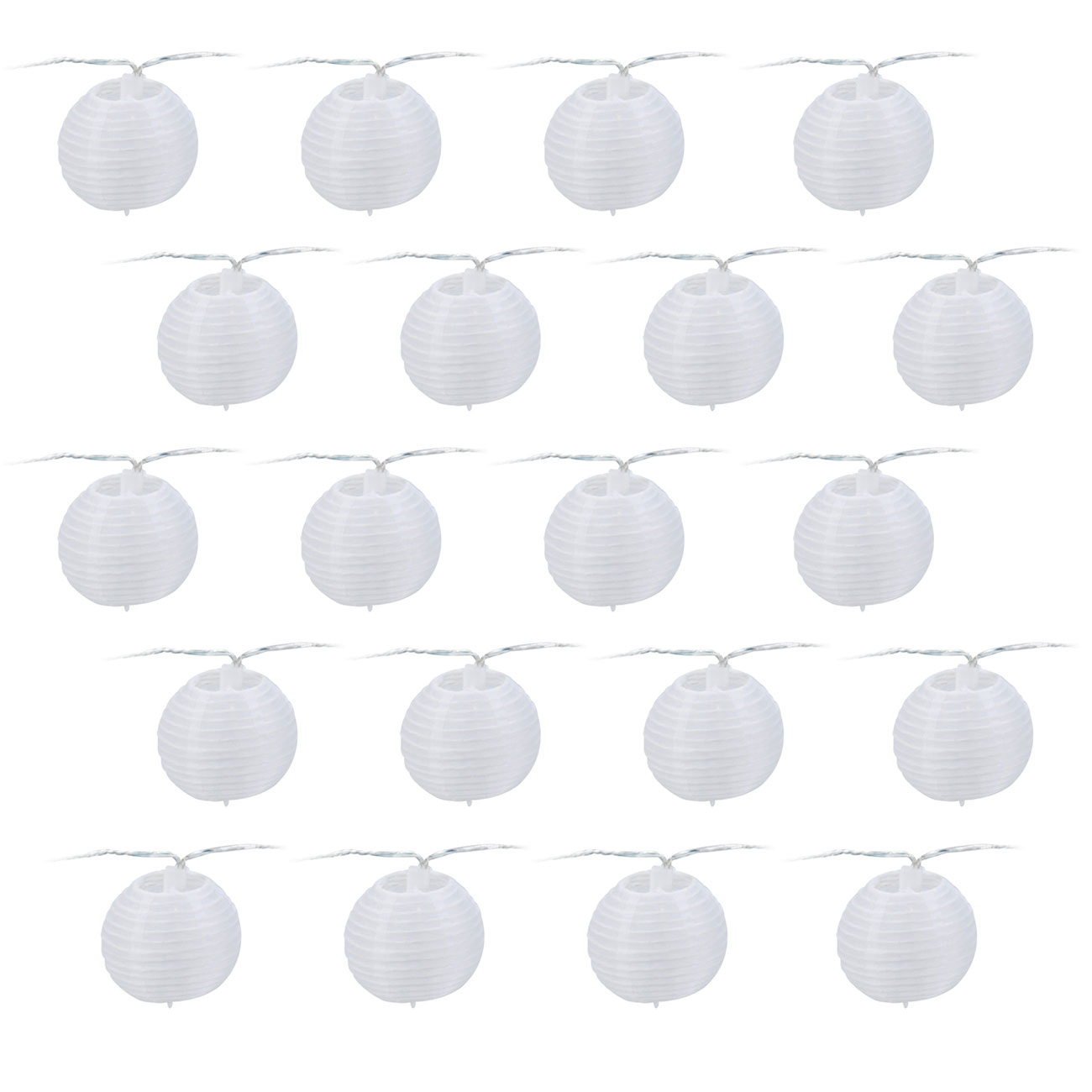 Lichterkette mit weissen Lampions, 20 Lämpchen, IP44