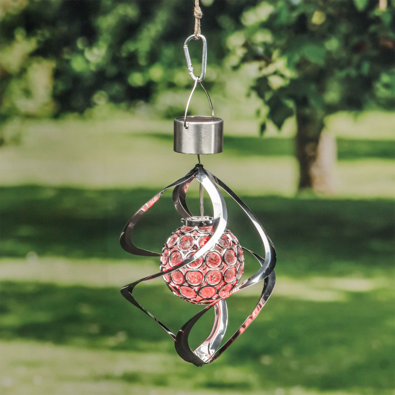 2er-Set Solar-Windspiel mit Leuchtkugel, RGB, 16 x 23 cm