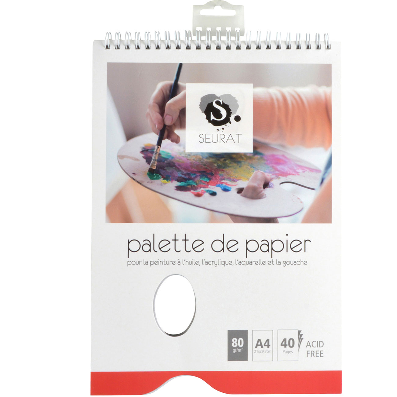 Paletten-Malblock, für Ölfarben, Acryl, Gouache und Aquarell, 80g/m2, A4