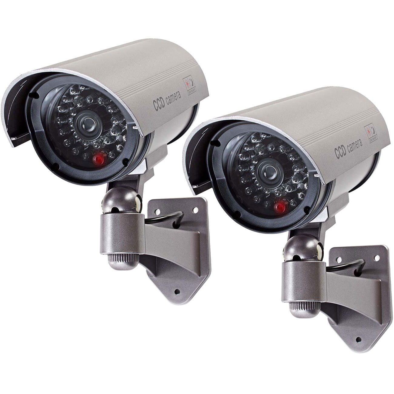 2er-Set Dummy Überwachungskamera mit Signal LED, grau, Kamera-Attrappe