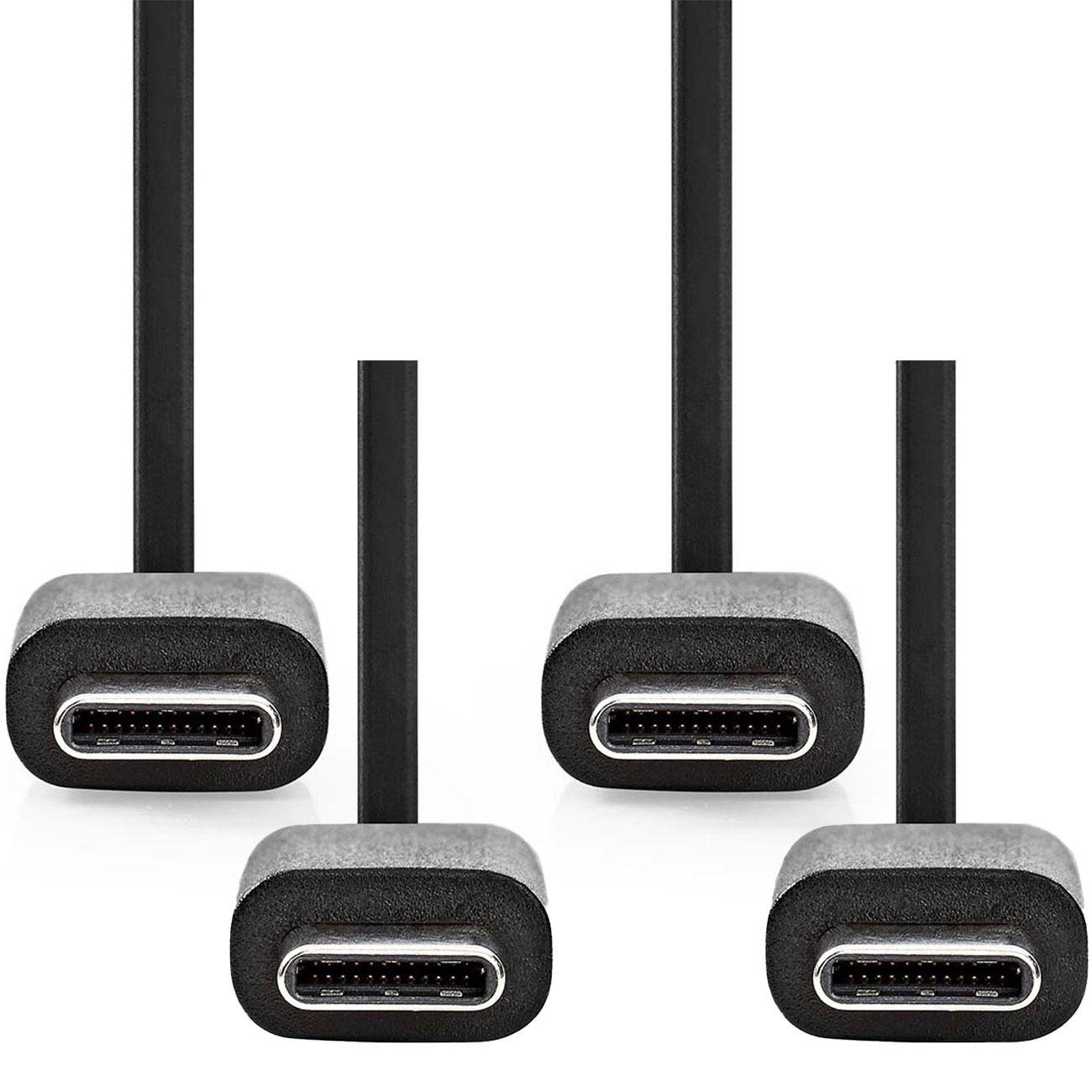 2er-Set USB-C Ladekabel, USB 2.0, schwarz, 1m