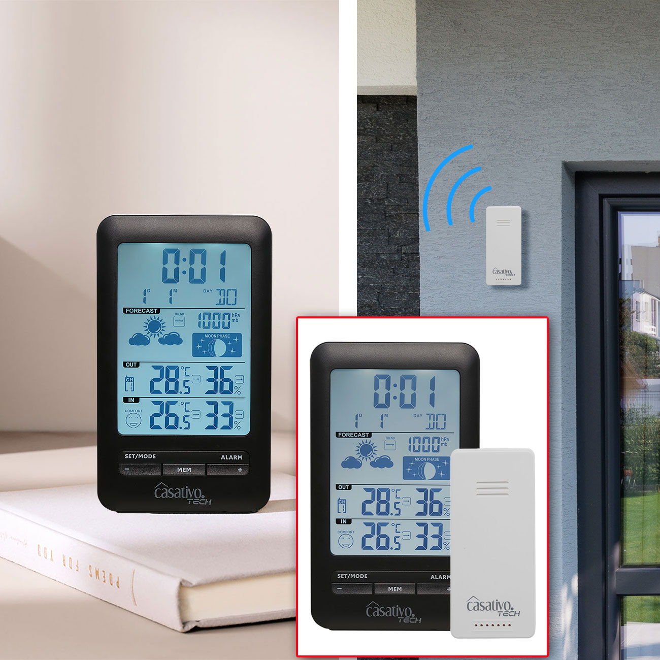 Funk-Wetterstation mit Aussensensor, Barometer & Wettertrend