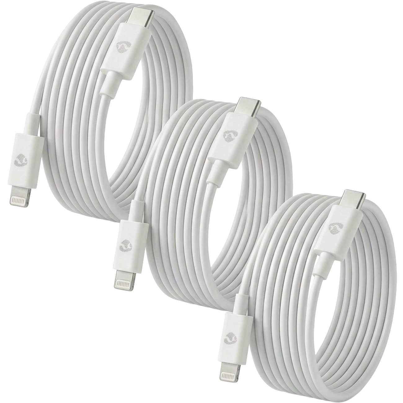 3er-Set iPhone Ladekabel, Lightning Kabel, USB-C, MFi Zertifiziert, 2 m, weiss