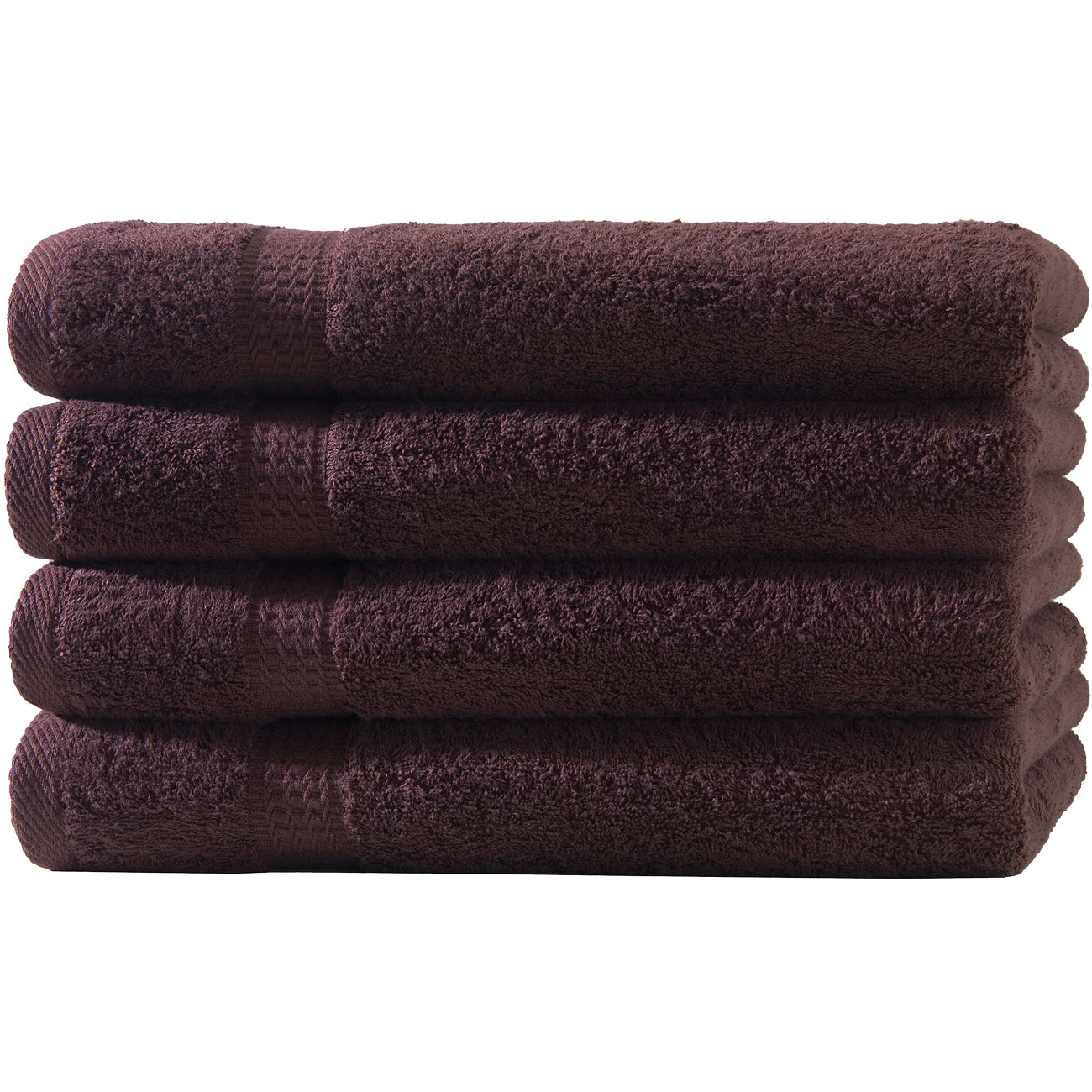 4er-Set Gästetücher, 30 x 50 cm, 100% luxuriöse Baumwolle, mit 2 Bordüren, braun