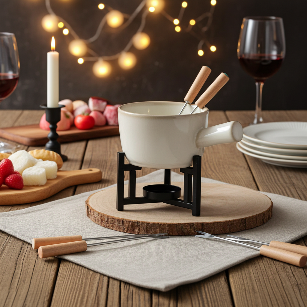 Fondue-Set aus Porzellan für 1-2 Personen, inkl. 2 Fonduegabeln
