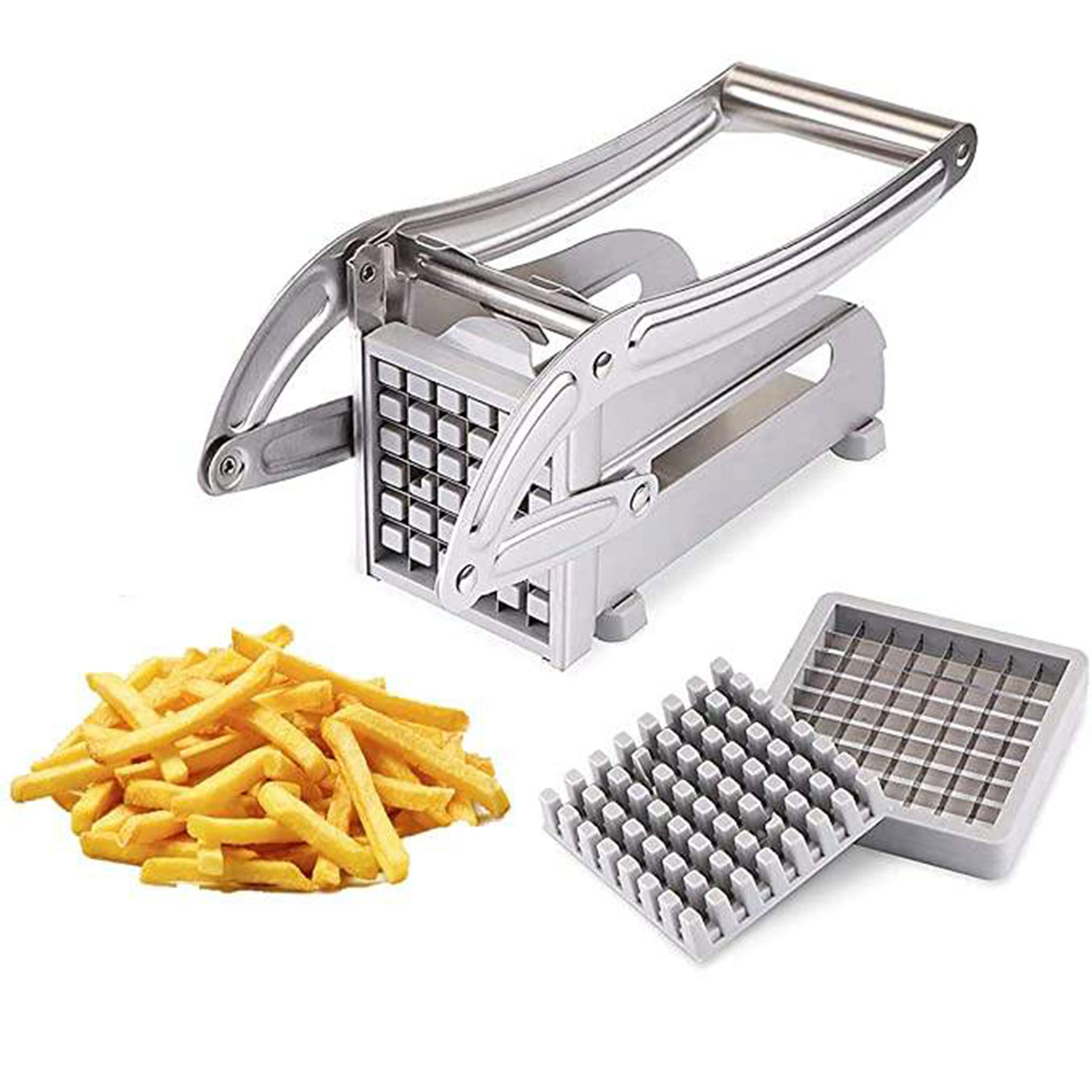 Coupe-frites et coupe-légumes en acier inoxydable, y compris 2 grilles de coupe