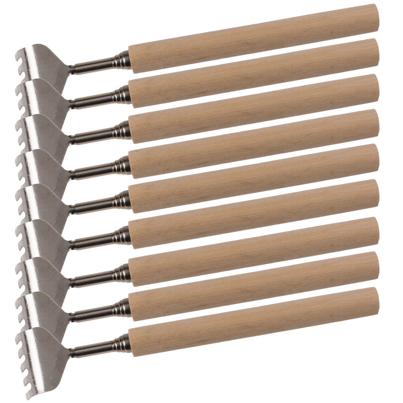 9er-Set Teleskop-Rückenkratzer mit Holz-Griff, 17 - 52 cm