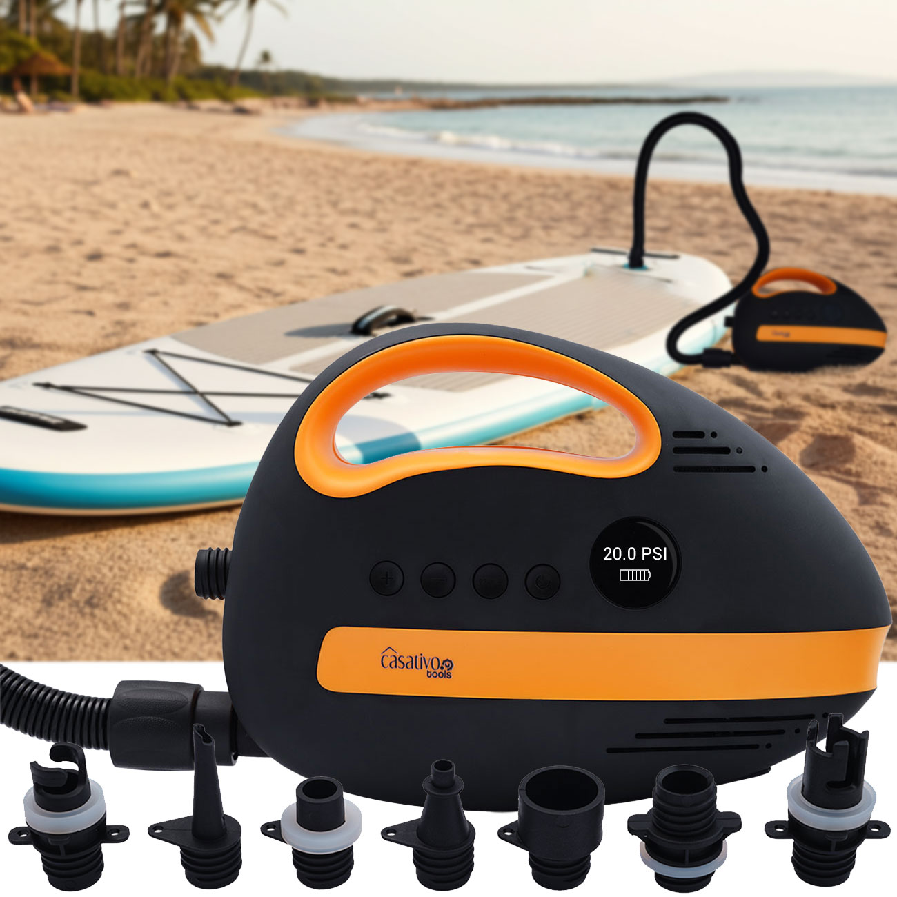 Luftpumpe mit Akku für SUP-Boards, 350 l/Min, 20 PSI, USB, 12 V