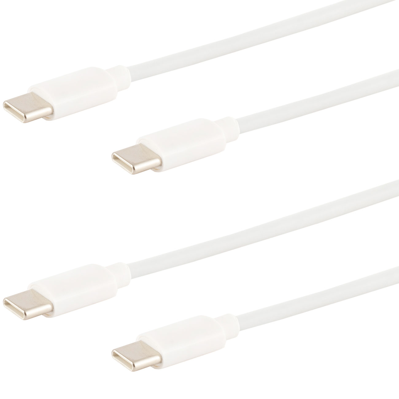 2er-Set Lade- & Datenkabel USB-C, USB 2.0, PD, weiss, 1m