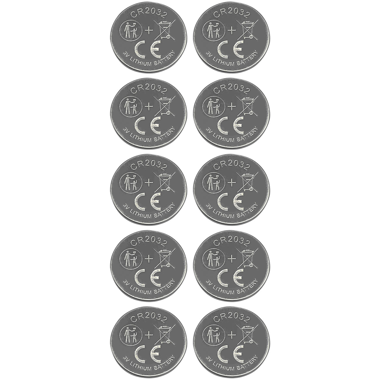 CR2032 Lithium-Knopfzellen, 10er-Set, 3V