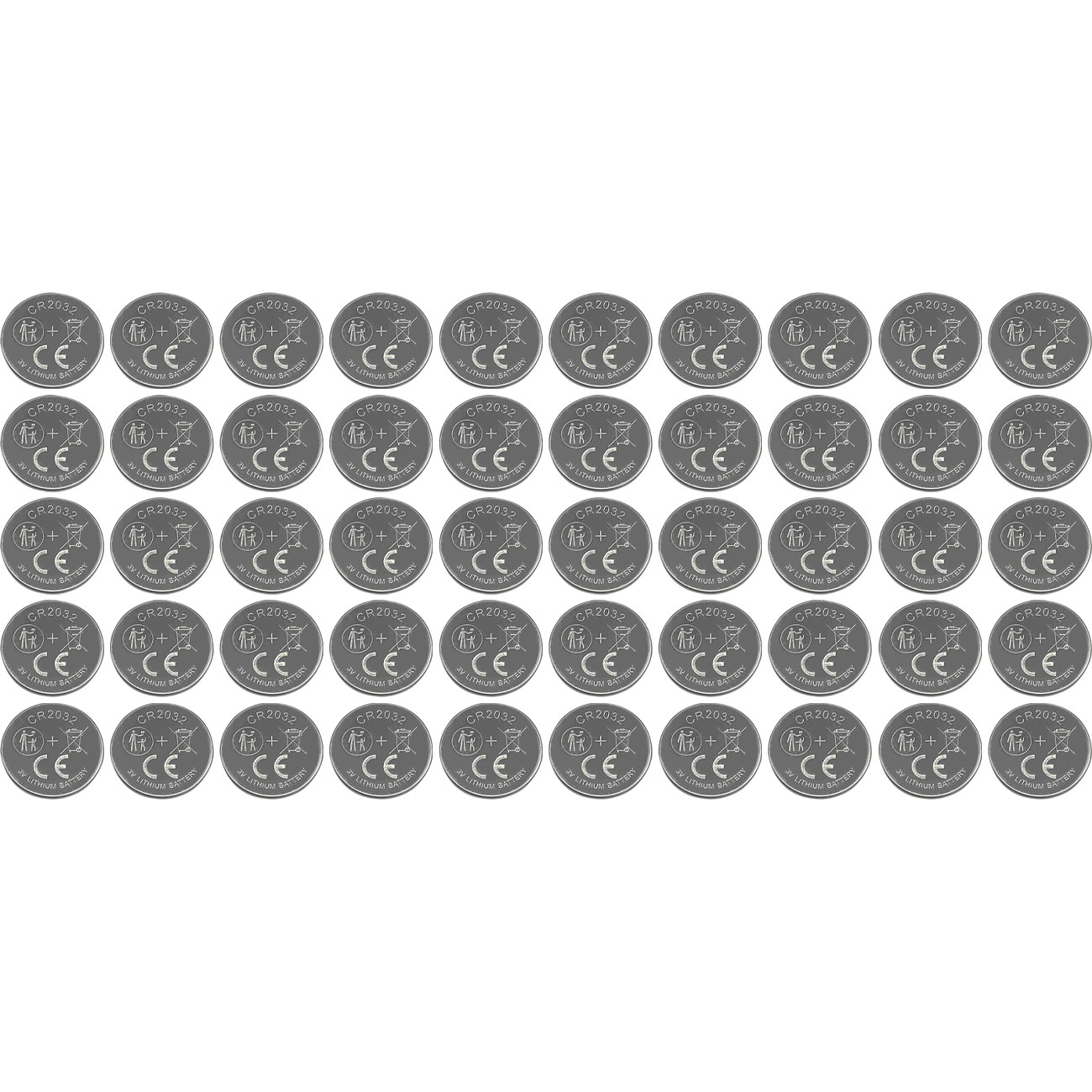 CR2032 Lithium-Knopfzellen, 50er-Set, 3V