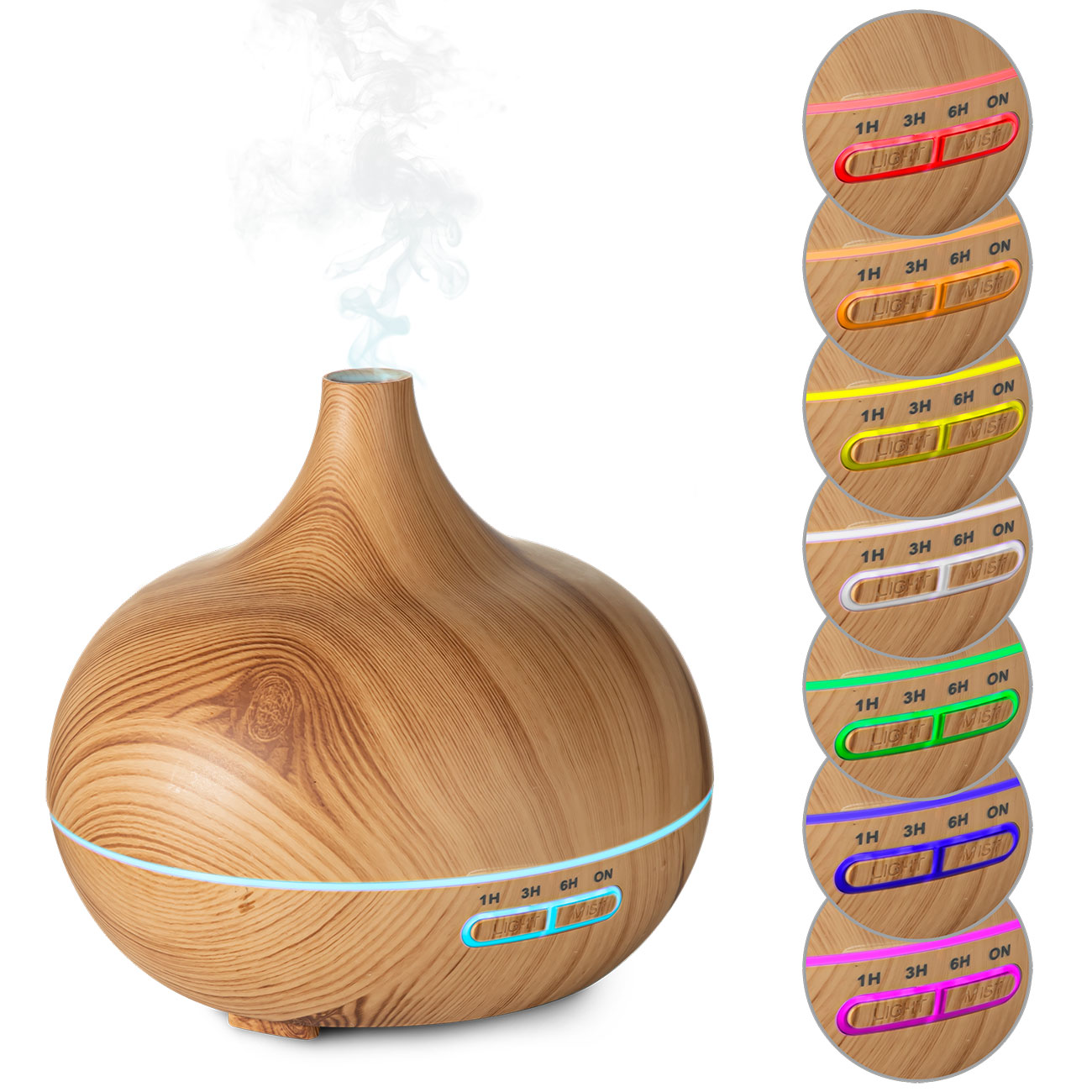 Aroma-Diffuser in Holzoptik mit LED-Beleuchtung in 7 Farben & Timer