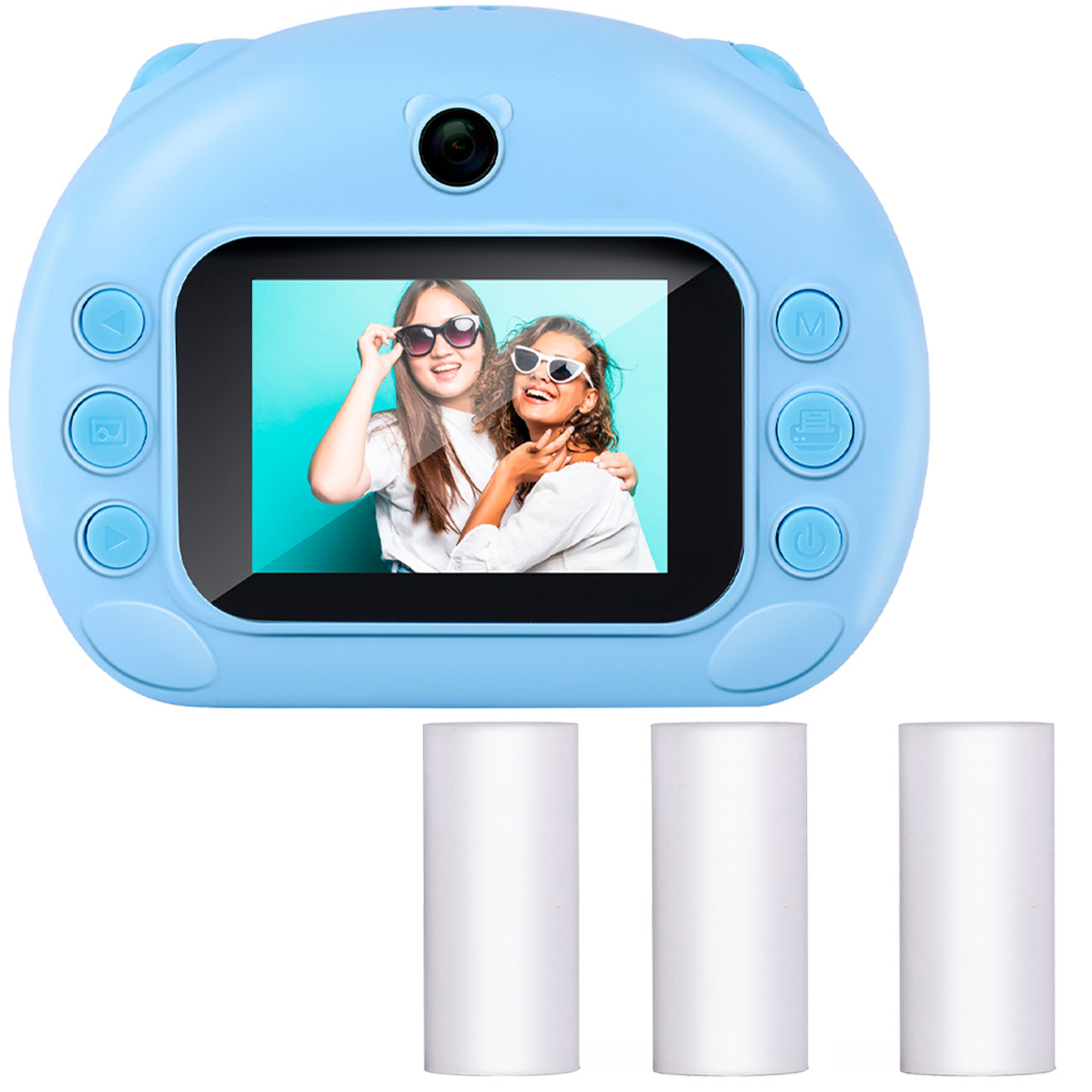 Sofortbildkamera, 12MP, blau, mit 3 Druckpapier-Ersatzrollen