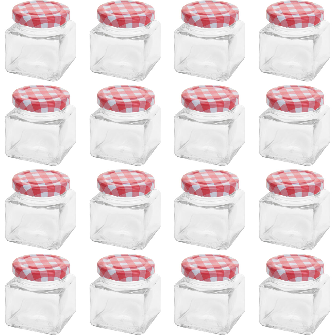 Konfitürenglas, 16 Stück, eckig, 75 ml