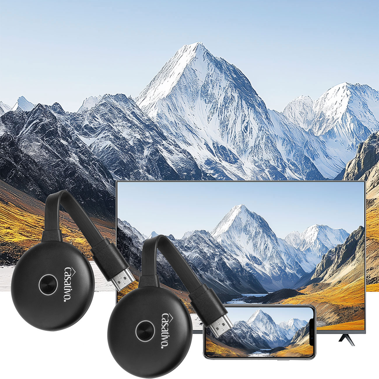 2er-Set WLAN-HDMI-Streaming-Empfänger für AirPlay, DLNA, Miracast, bis 4K UHD