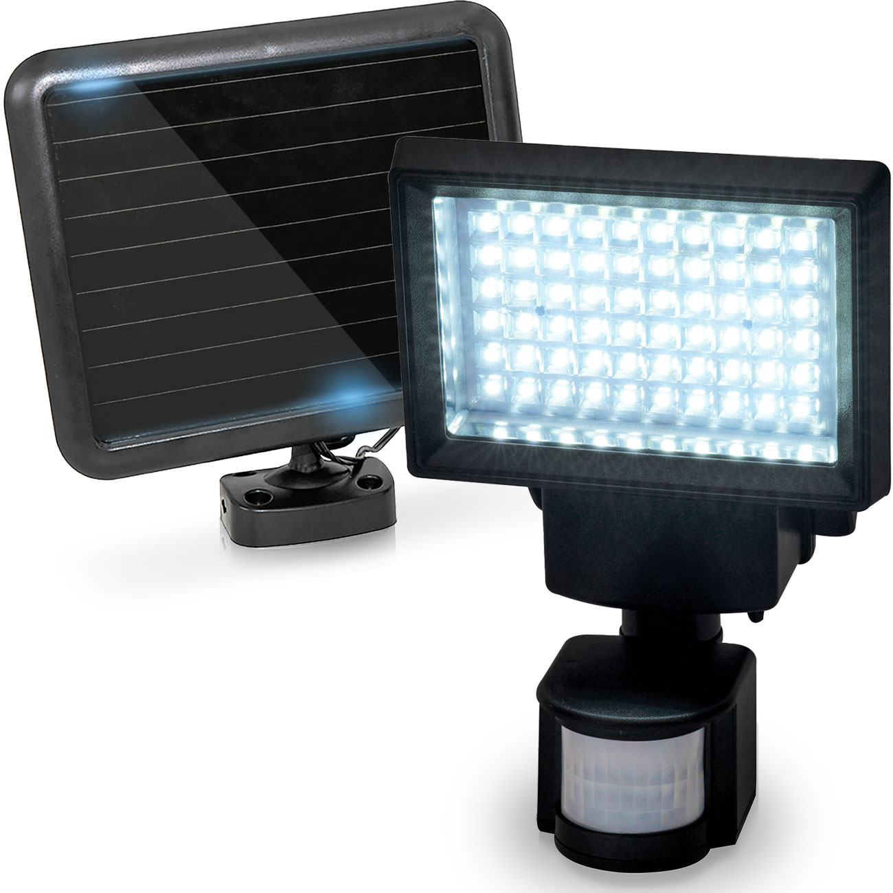 LED-Wand-Fluter mit Solarpanel und Bewegungssensor, 600 Lumen, 12 W