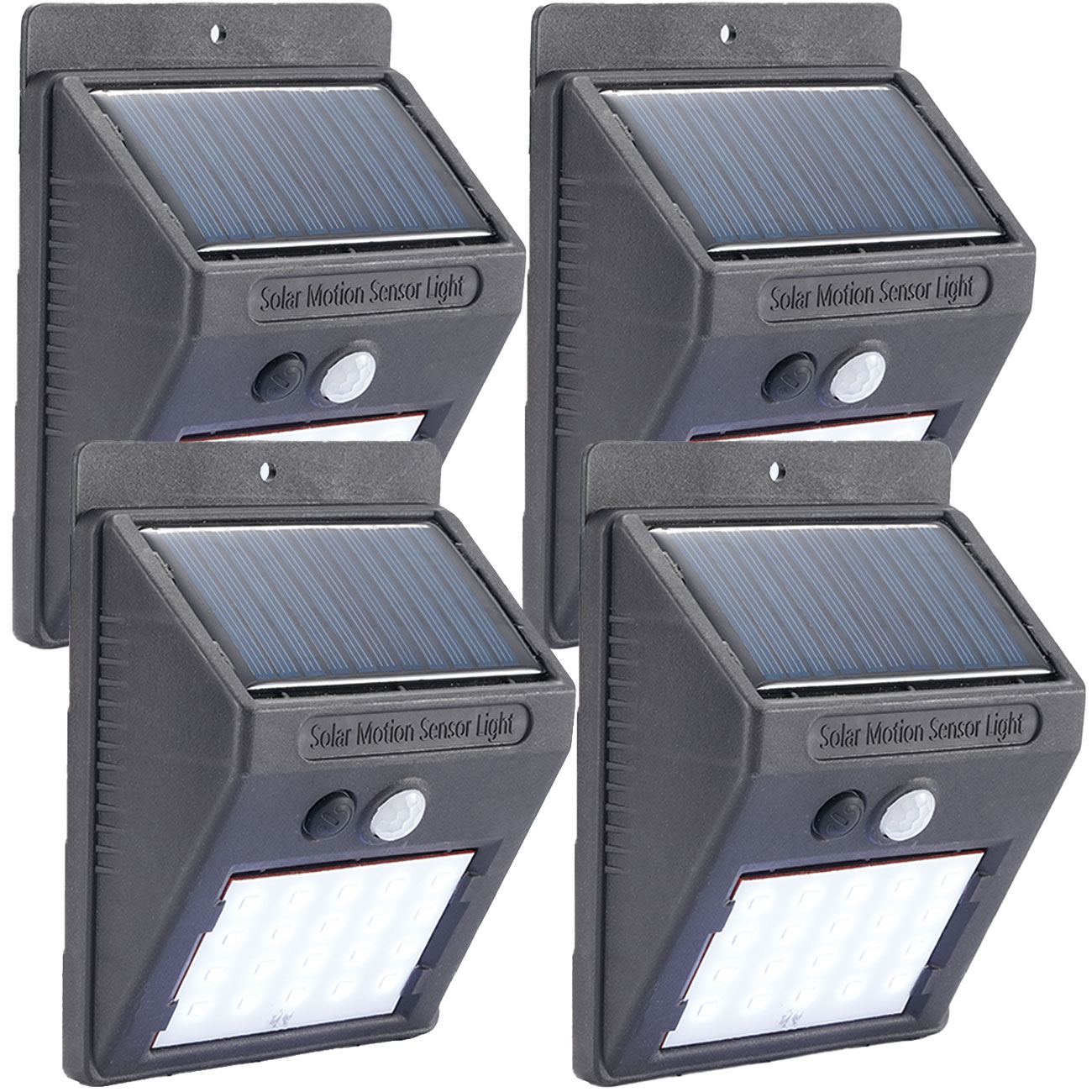 4er-Set Solar-LED-Wandleuchte mit Bewegungsmelder, 20 SMD LEDs