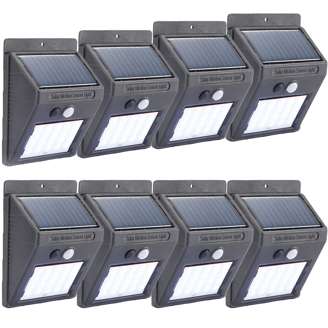 8er-Set Solar-LED-Wandleuchte mit Bewegungsmelder, 20 SMD LEDs