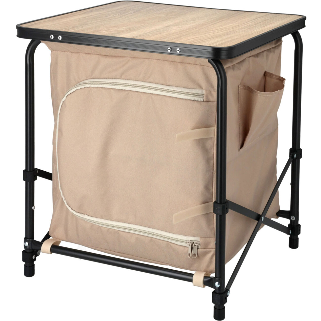 Camping Faltschrank, beige-schwarz, Camping-Küchenbox