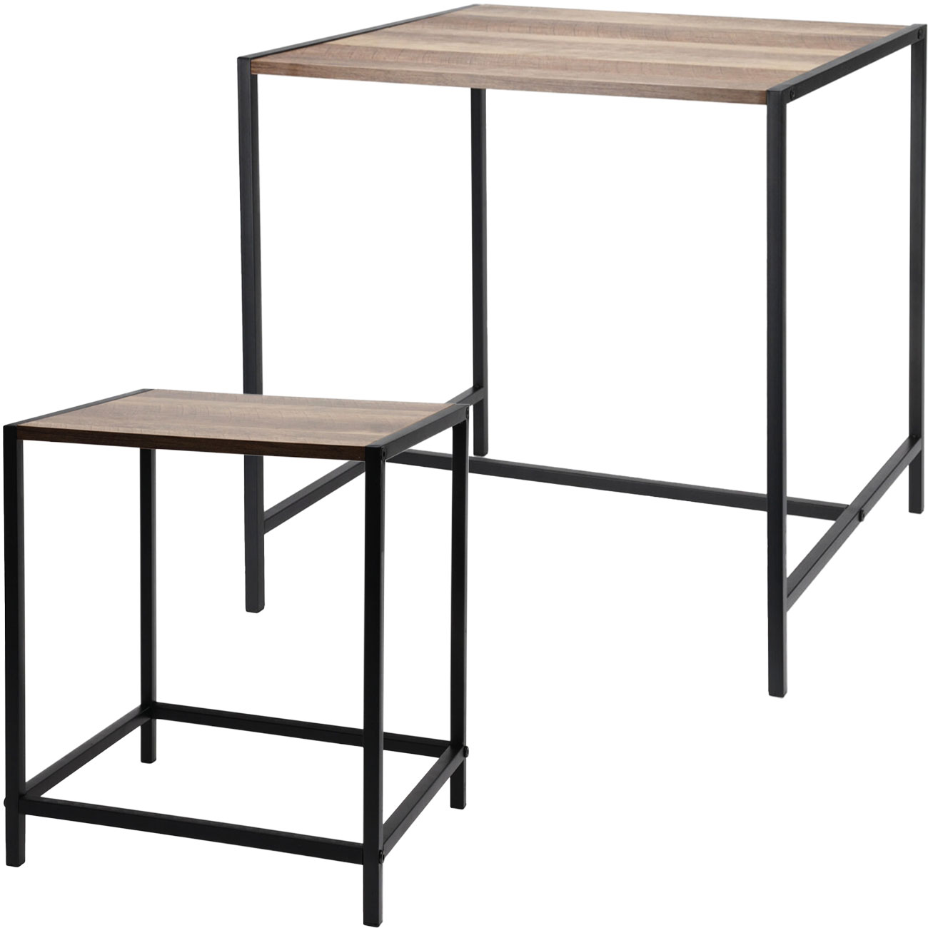 2er-Set Beistelltisch Quadratisch Holzoptik, 49 x 49 x 49cm / 32,5 x 28 x 37,5 cm