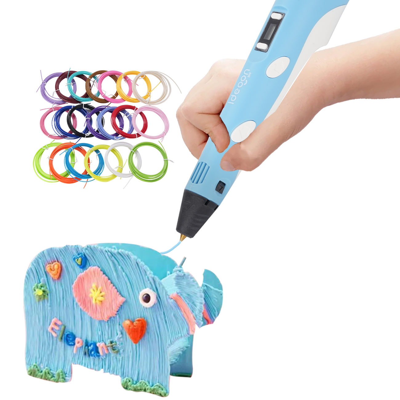 3D-Drucker-Stift, USB, inklusive 20 bunte PLA-Filamente