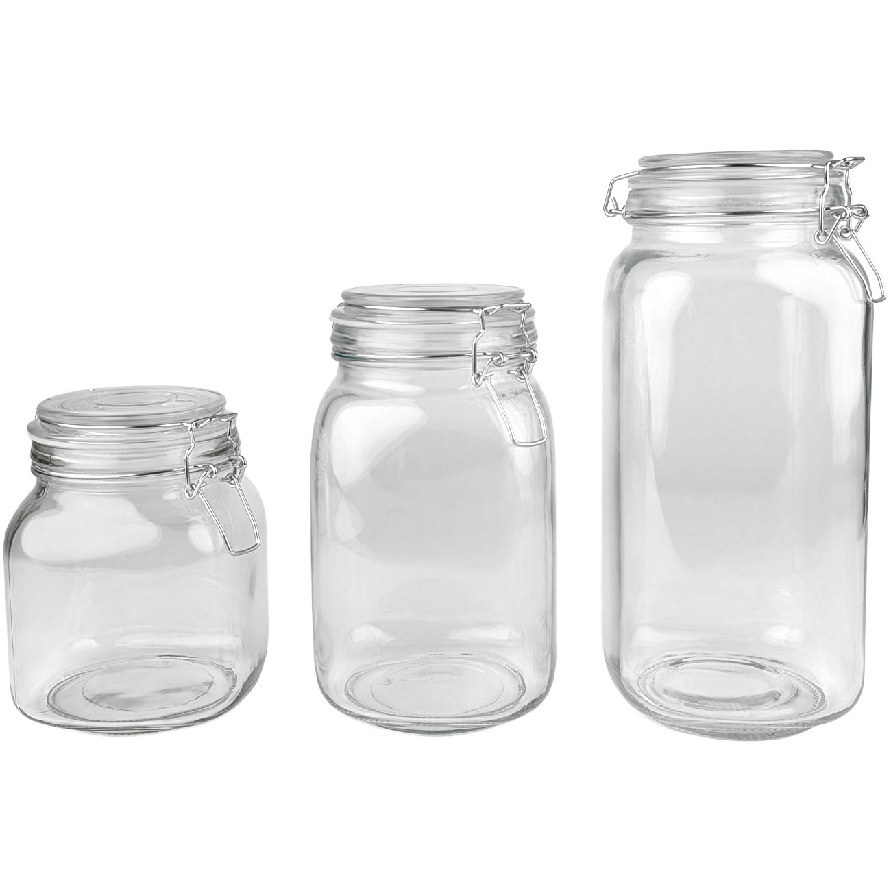 Vorratsgläser-Set mit Spannverschluss, 3 Grössen