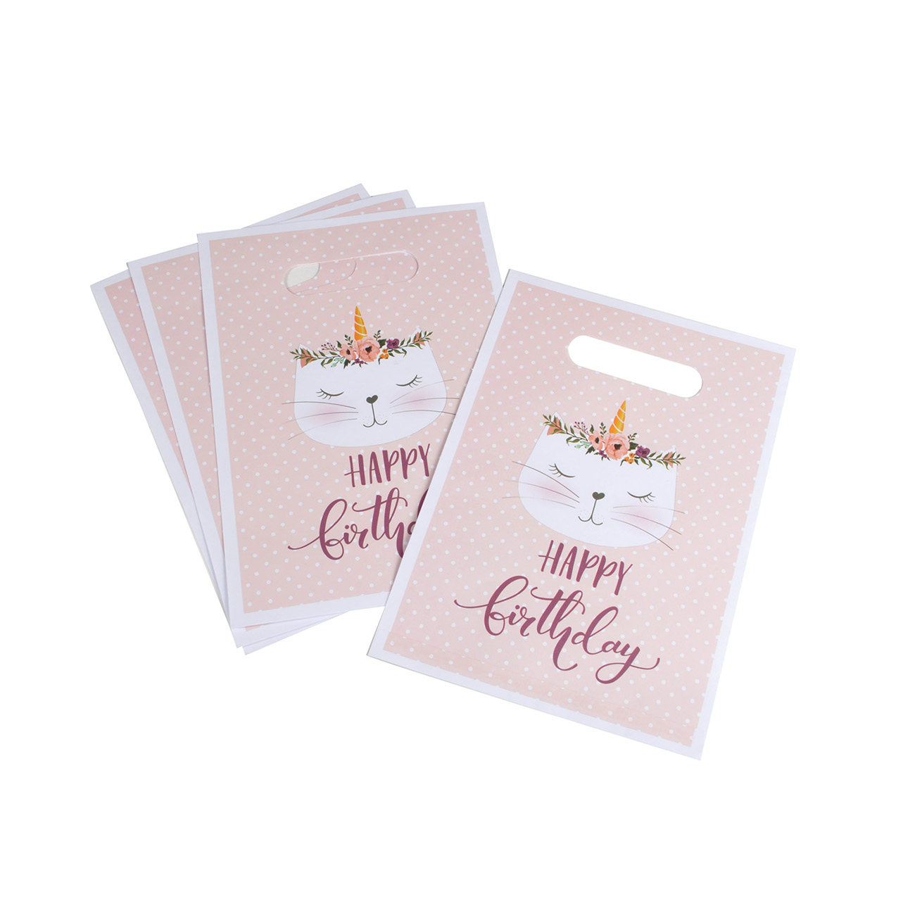 6er-Set Geschenktüten Happy Birthday, Süssigkeiten Taschen mt Henkel, je 16,2 x 23 cm