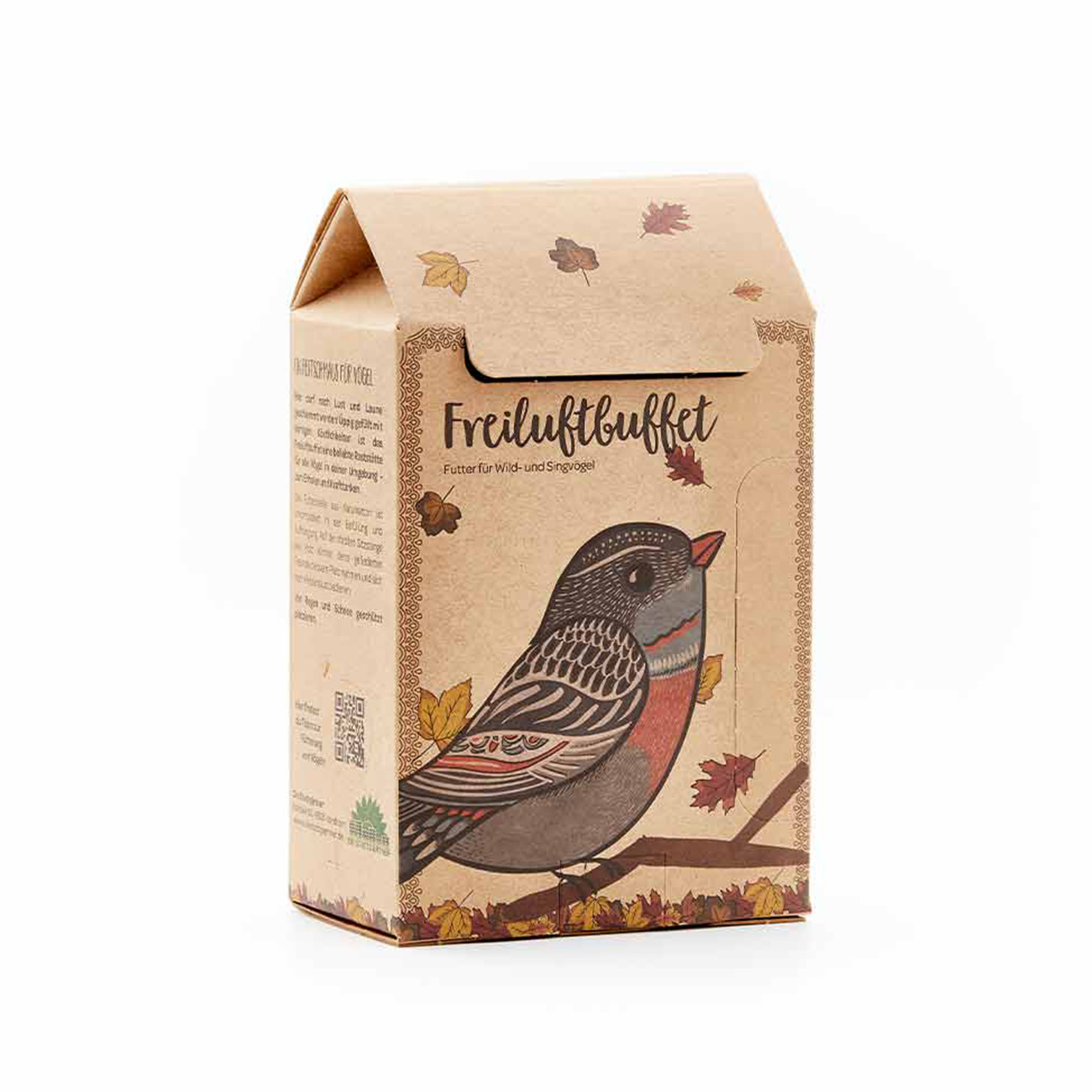 Vogelfutter-Haus aus festem Karton, Futterstation mit Sitzstange, Futter und Schnur